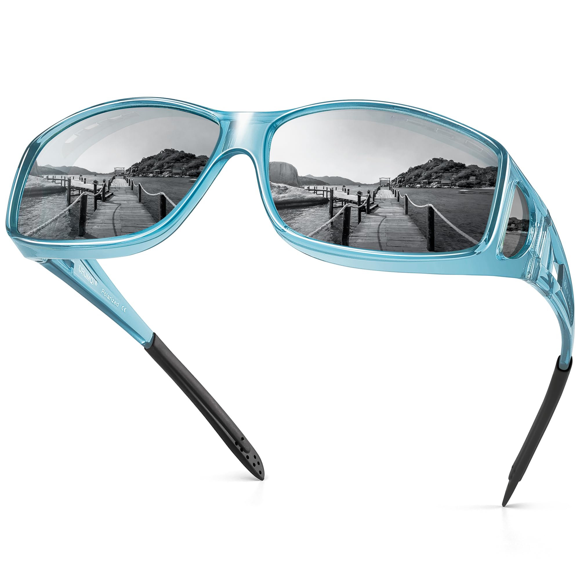 Polarized Sunglasses Fit Over Glasses for Men Women - Wraparound UV400 Anti-Glare for Driving, Fishing, Beach