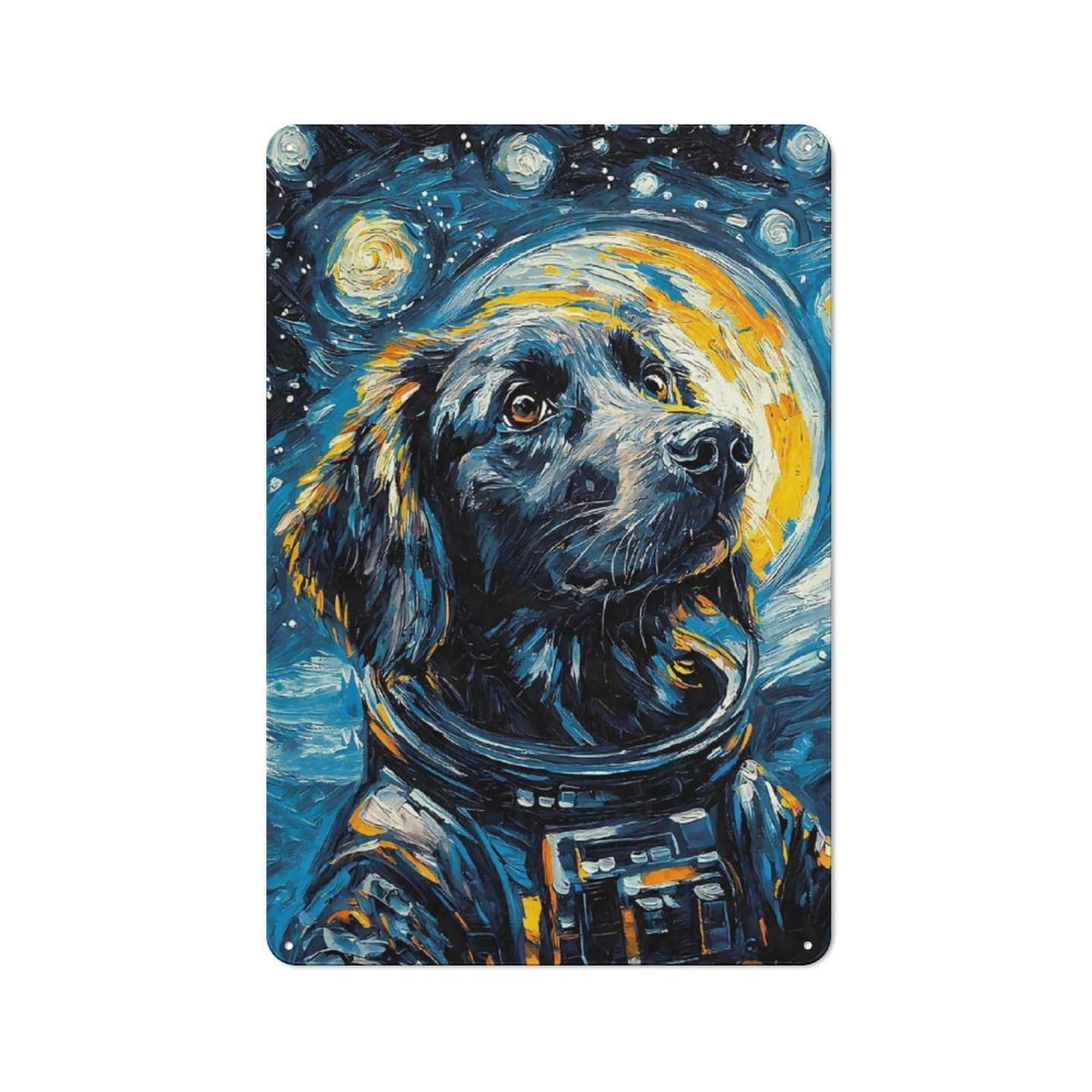 Junmoney Retriever Astronaut Vintage Tin Sign 30X20cm For Pub Or Café, For Everyday Room Decor With A Vintage Look