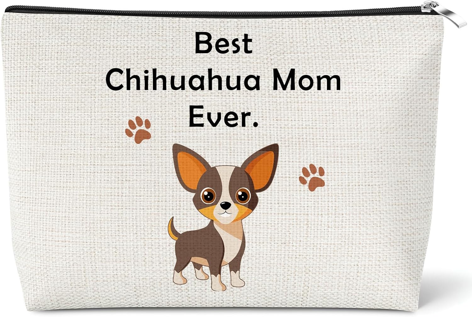 Best Chihuahua Mom Ever Makeup Bag for Woman Dog Mom Gifts Chihuahua Dog Lover Gifts for Pet Mother Veterinarian Friends Pet Owner Cosmetic Bag Birthday Mother's Day Animal Themed Travel Pouch
