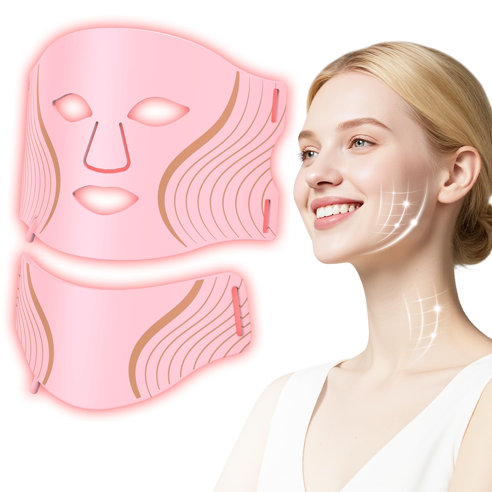 Red Light Therapy for Face Neck LED Red Light Therapy Mask for Anti-Aging Wrinkle Reduction and Skin Firming