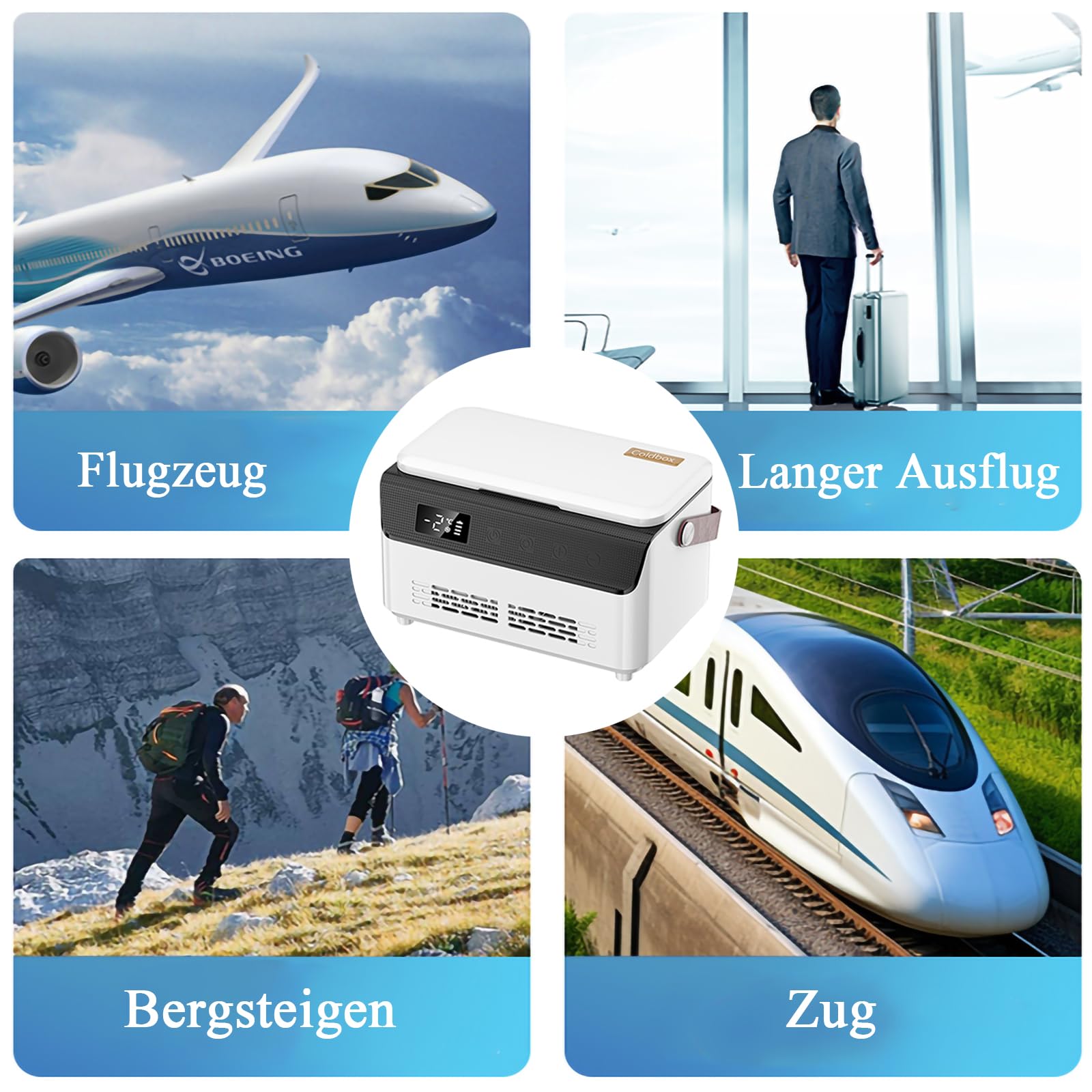 Insulin Kühlbox, Mini Medikamente Kühlschrank Tragbare Medizin Kühlschrank Intelligente Temperaturkontrolle LCD Bildschirm, Zuhause Medizinische Kühltasche für Auto, Reisen,mit 3 Batterien