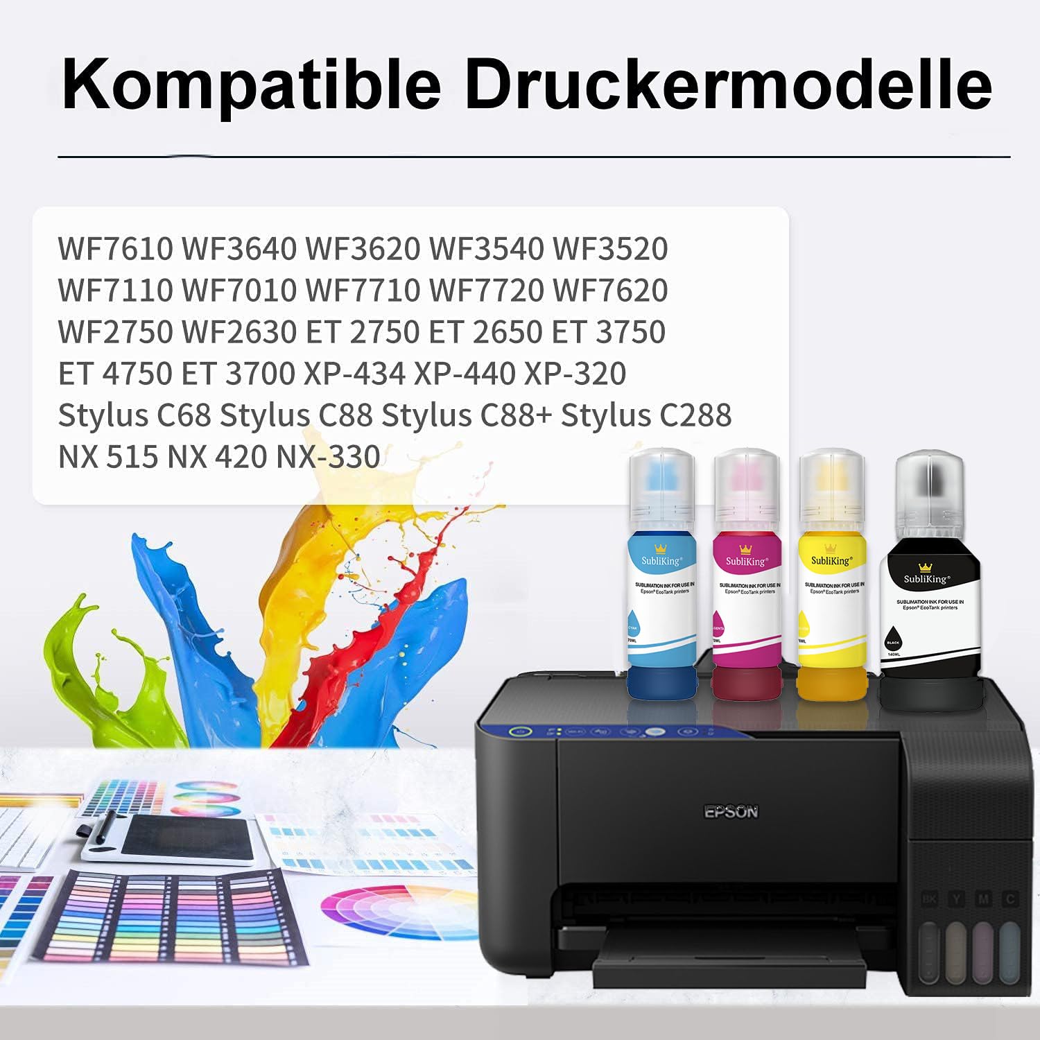 Tinta de Sublimación XL (350 ml) para Impresora EcoTank L310, L3110, ET-1810, ET-2810, ET-2750