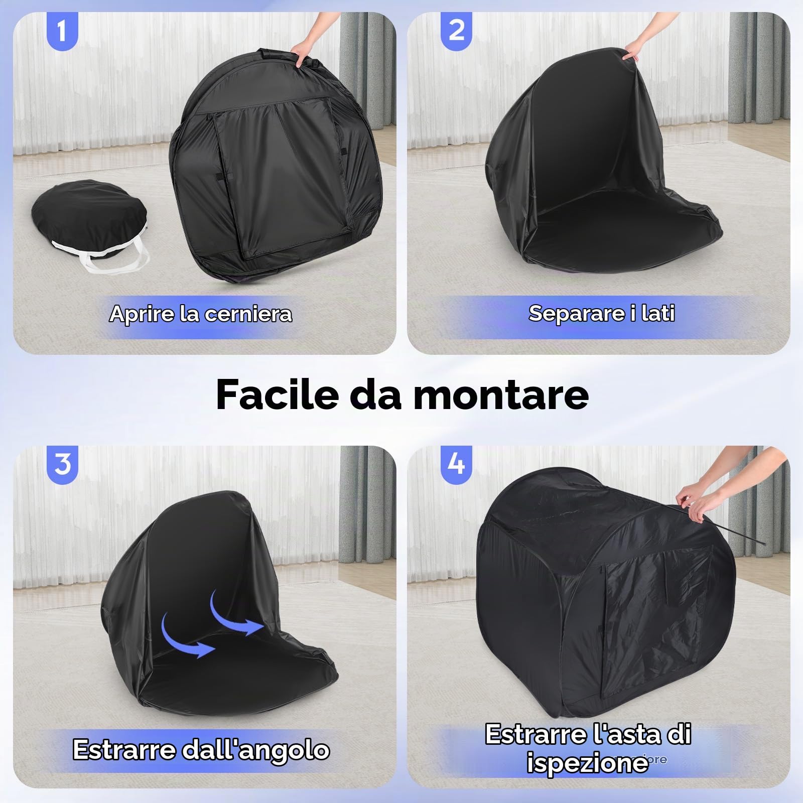 Tenda sensoriale per bambini per giocare e rilassarsi. Mini tenda ausiliaria per autismo, SPD, paure, caverna pop-up scura per bambini autistici | per casa o scuola