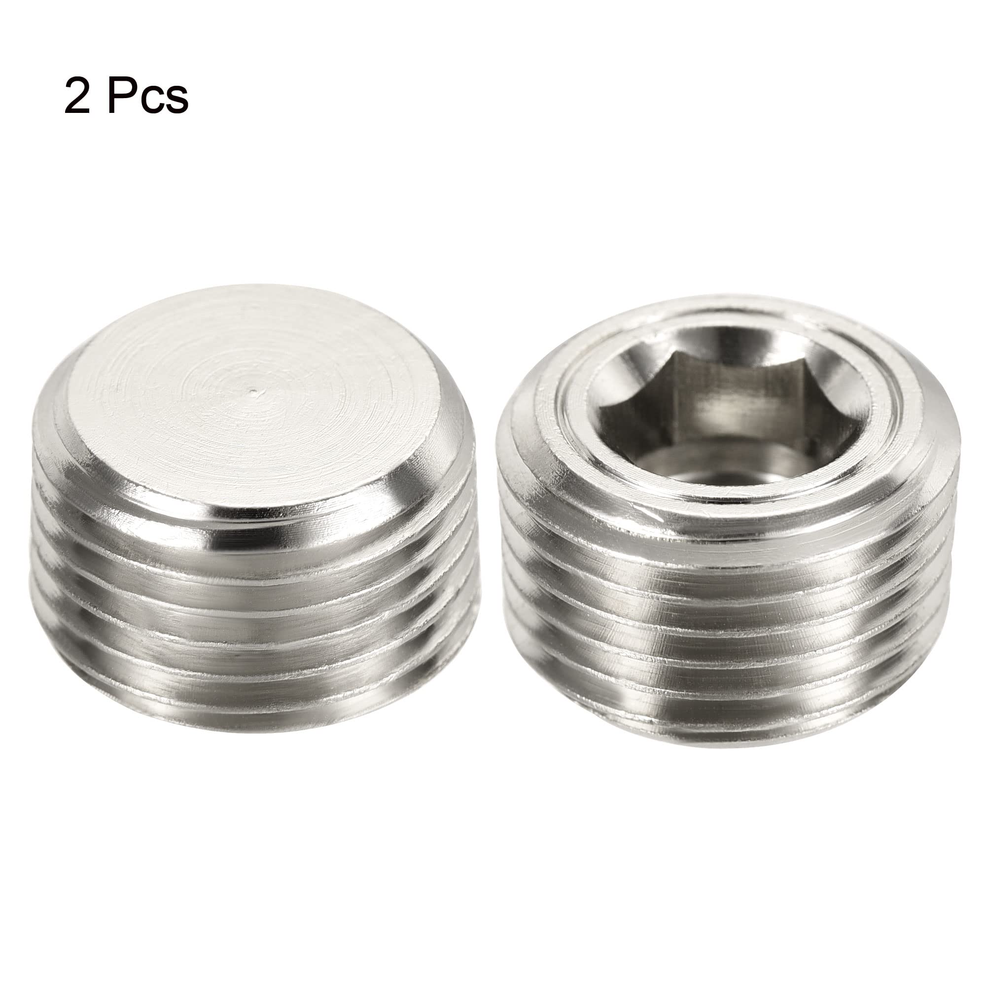 Sourcing Map Laiton Tuyau Bouchon 3/8" NPT Mâle Filetage Hexagonal Interne Tête Douille Raccord Pour Eau Air Carburant Conduite Paquet 6