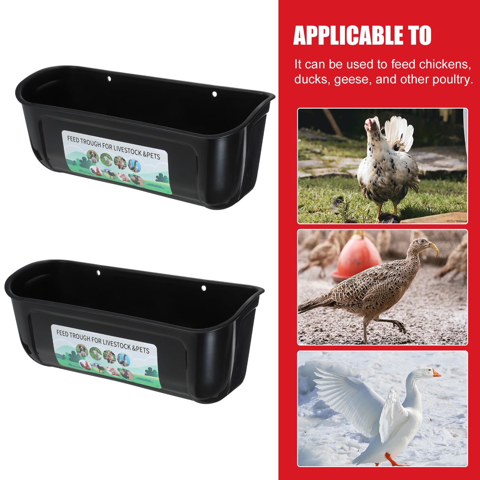 Comedero Automático para Aves de Corral Grande de 2 Piezas, Contenedor Colgante Negro de Alta Capacidad, Comedero Anticaída para Gallinas, Patos y Cabras, Abrevadero Resistente