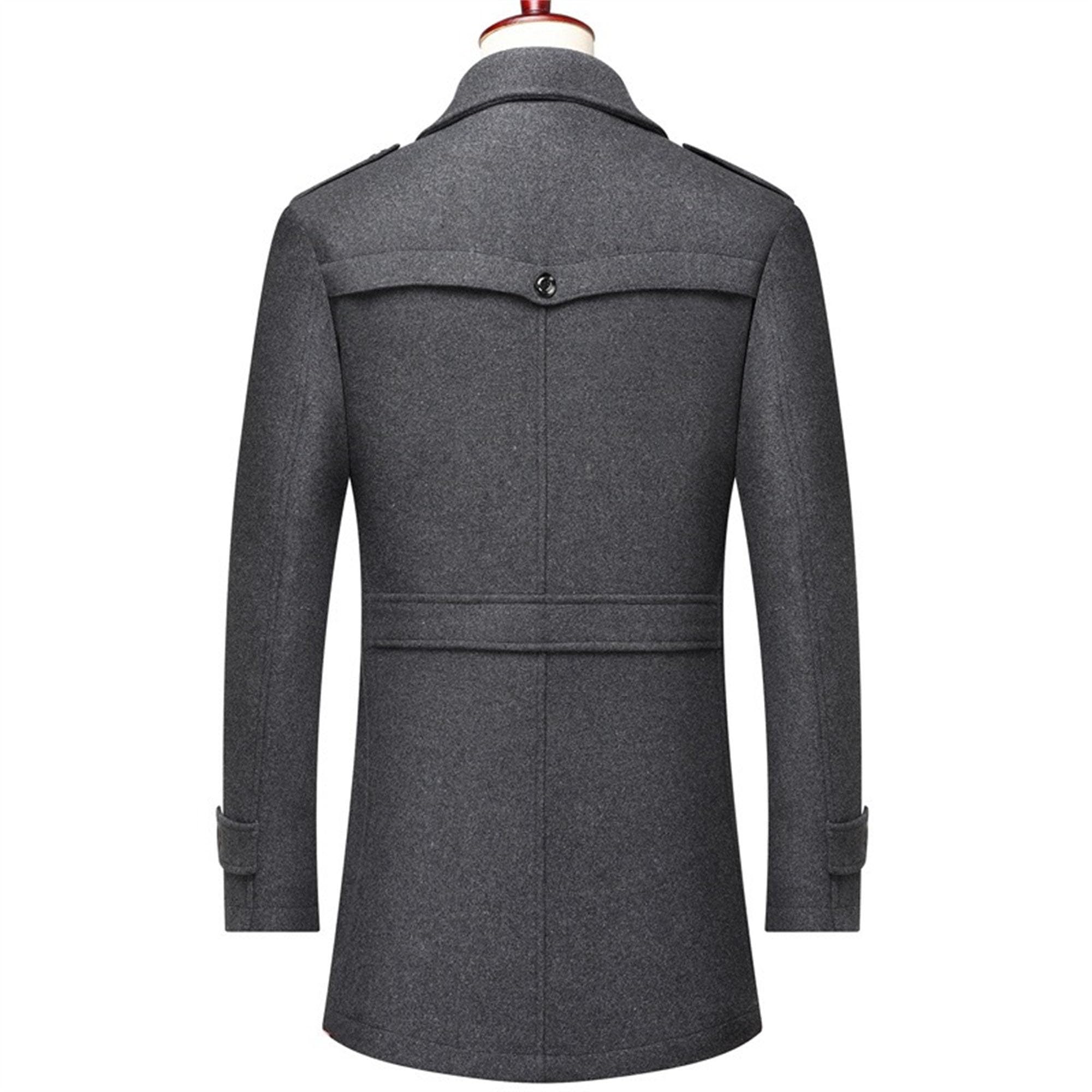Cappotto lungo in lana da uomo, trench invernale da uomo, monopetto, business, con cerniera staccabile
