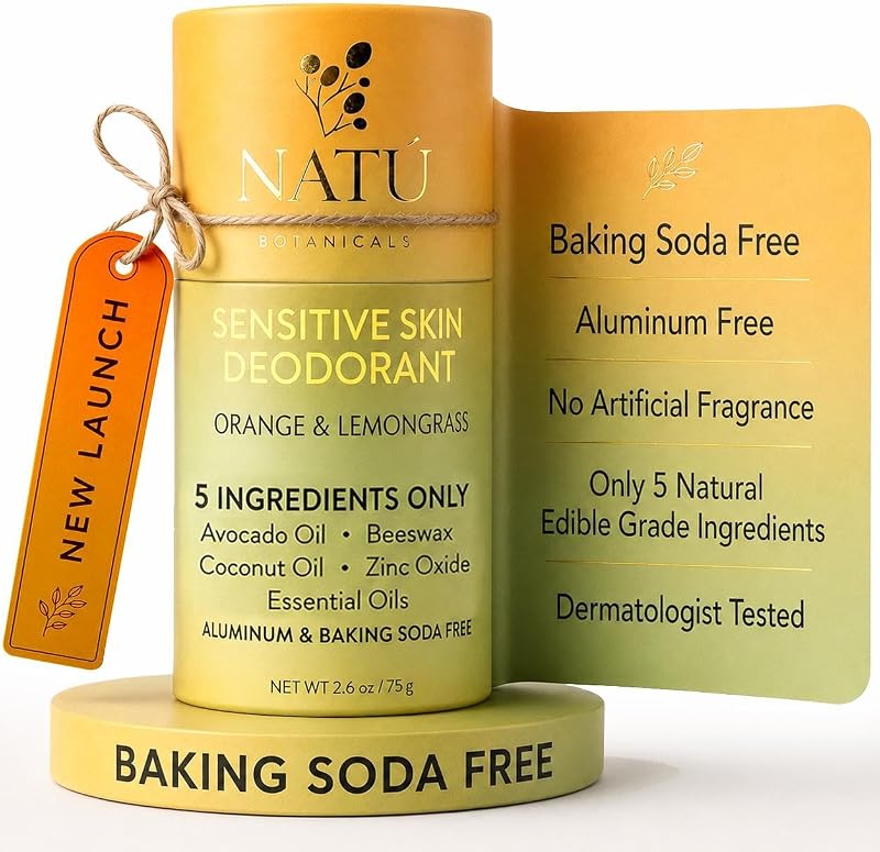 Desodorante em bastão NATÚ BOTANICALS sem alumínio, laranja e capim-limão, 75 g