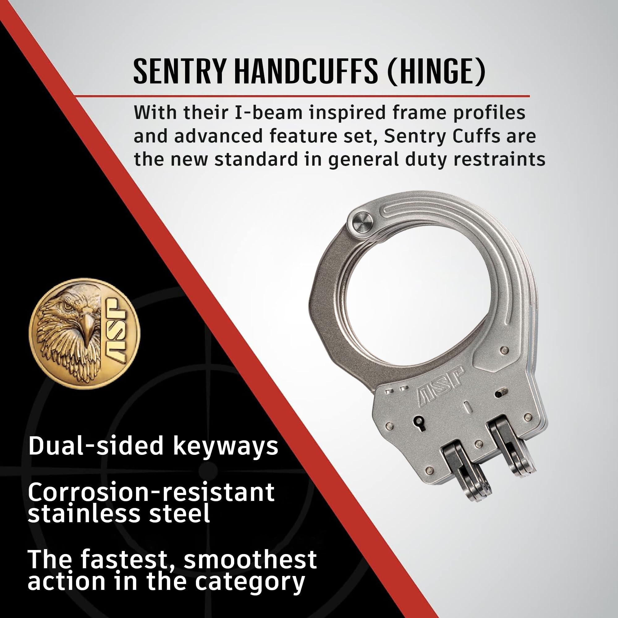 ASP Sentry Hinge Handcuffs, Professional Grade Restraints