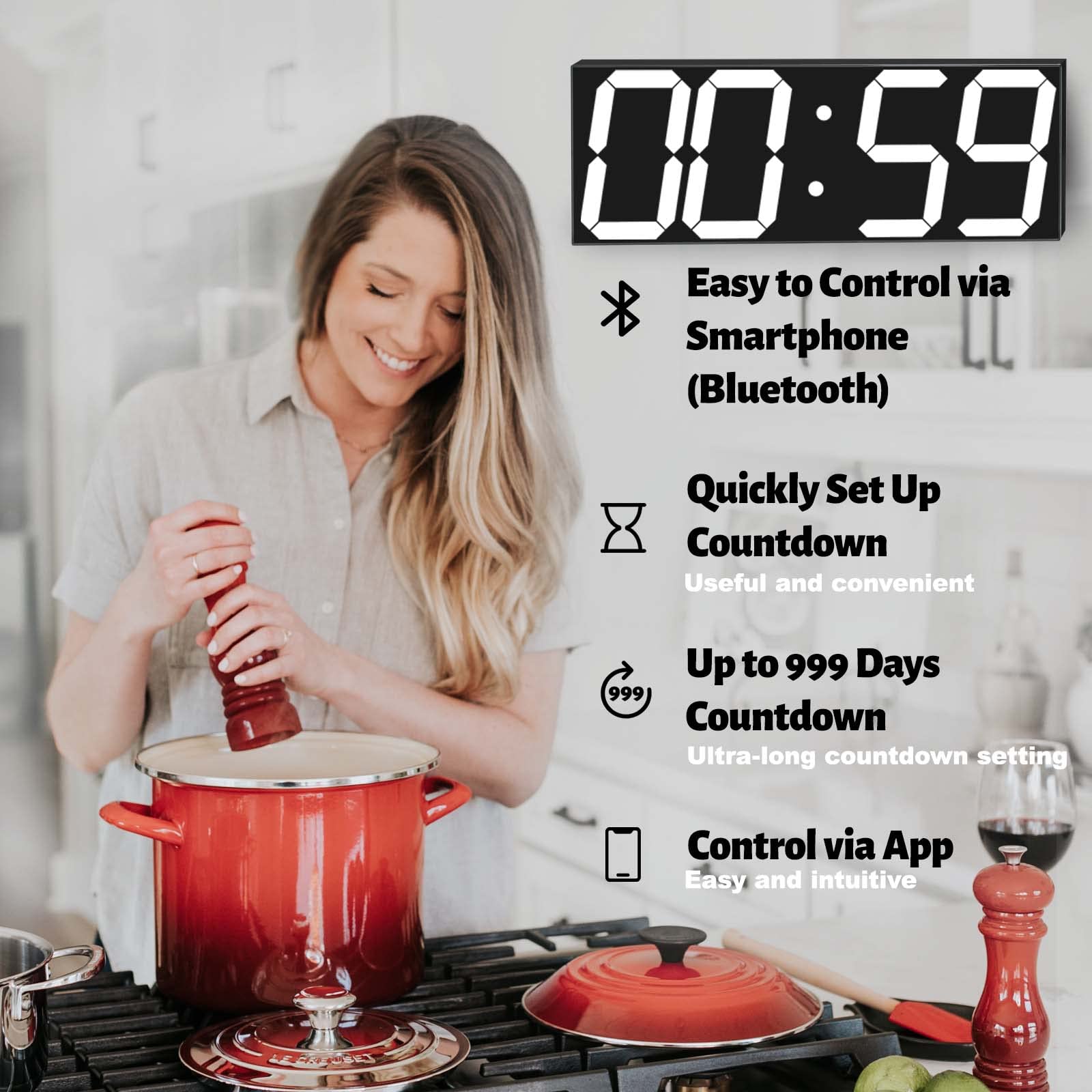 CHKOSDA Digital Wall Clock, Led Wall Clock with 6" Numbers, Count Up