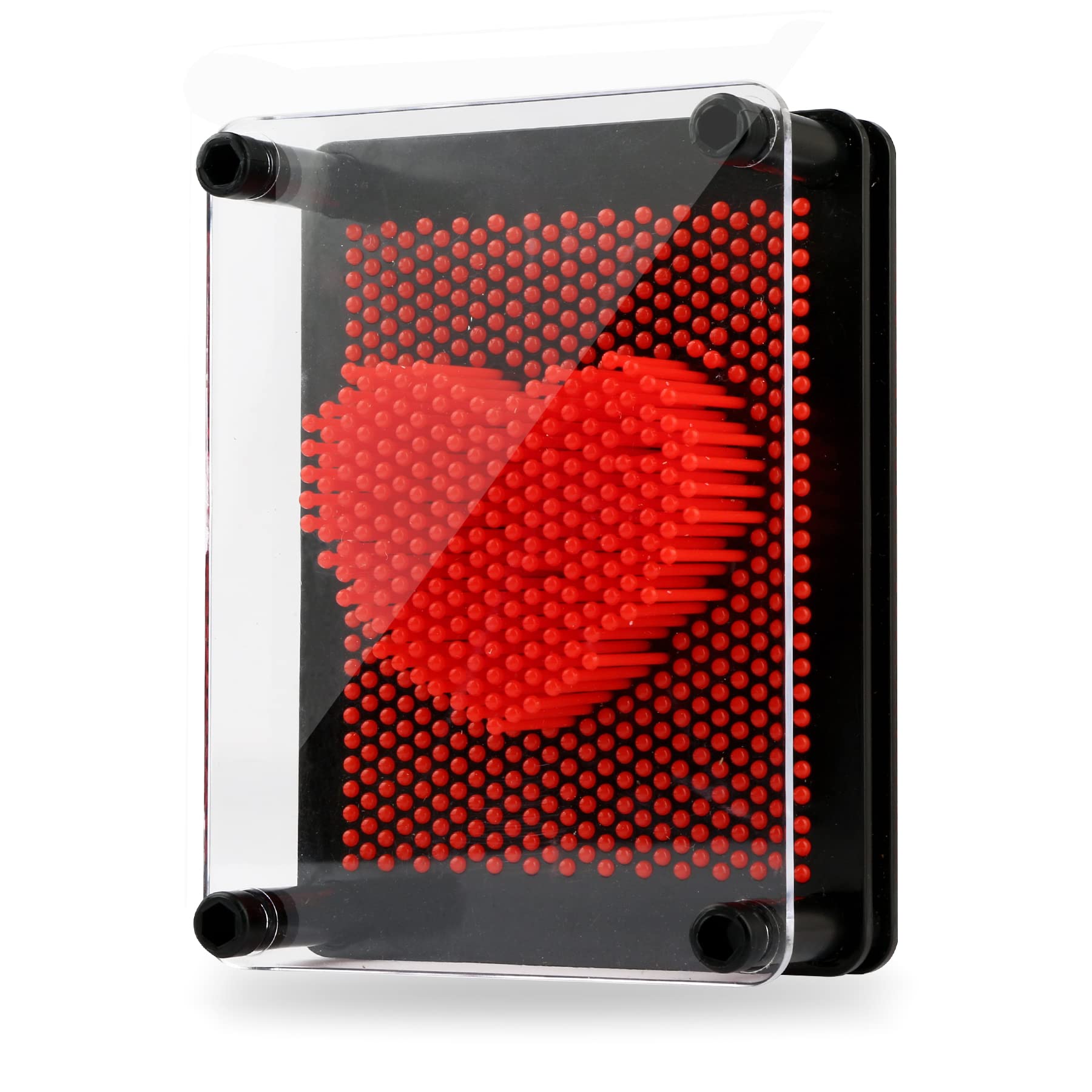 3D Pin Art Toy - Plastic Pin Board for Kids, 3D Pin Impression Sculpture Needle Toys, 3.75 X 5 inches (Red)