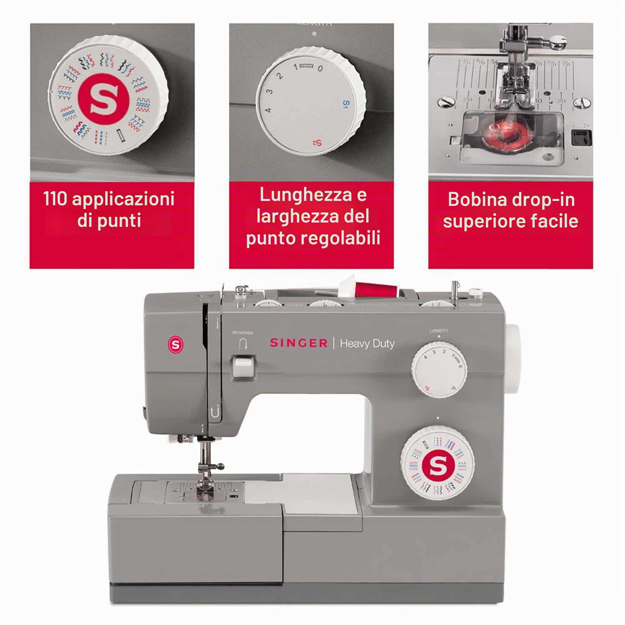Macchina da cucire Singer 4432 Heavy duty con motore potenziato per tessuti pesanti