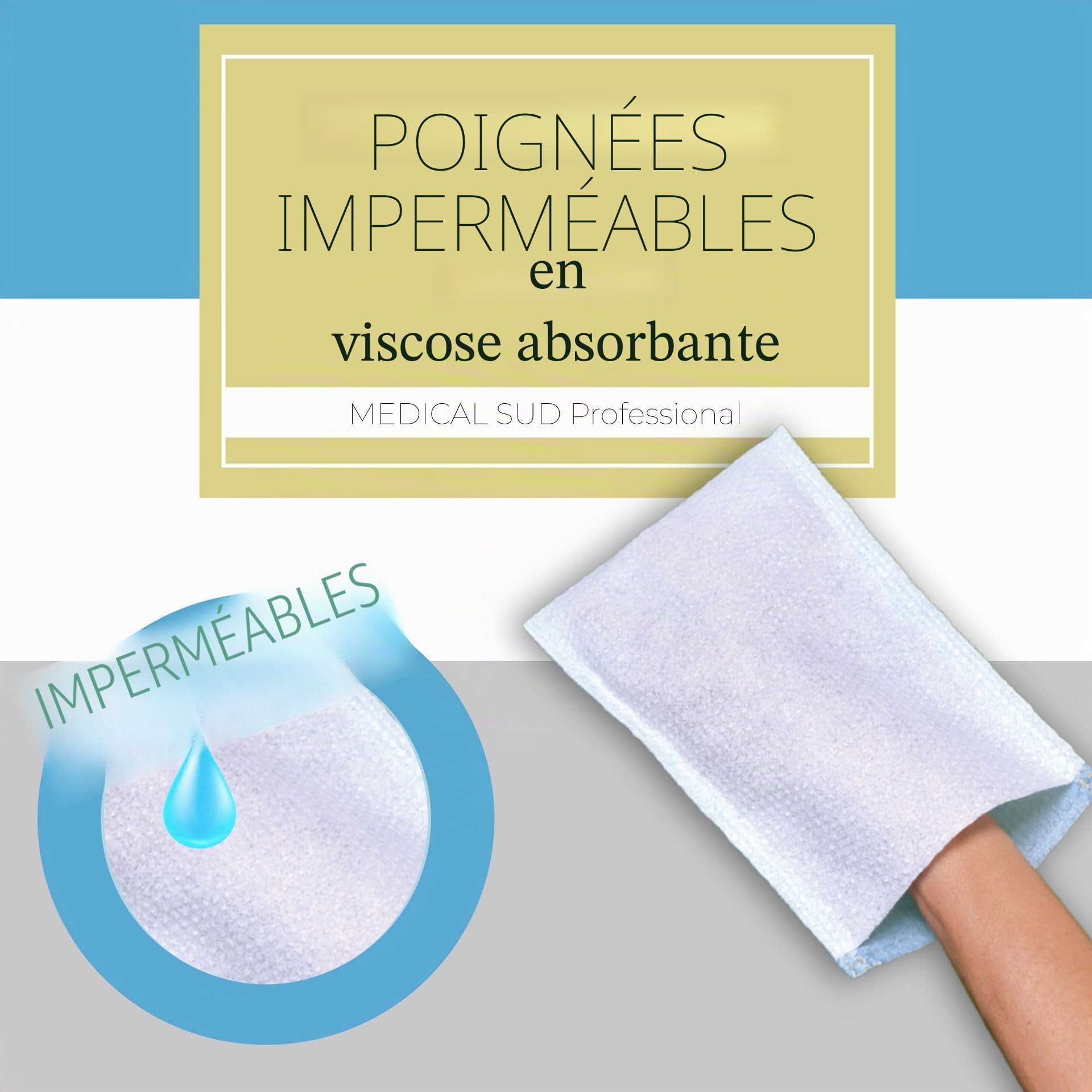 MEDICAL SUD PROFESSIONAL 500 Gants de Toilette Jetables Imperméables, Gants de Toilette Jetables Secs, Pour le Nettoyage et l'Hygiène Personnelle des Patients Alités, Fabriqués en Italie