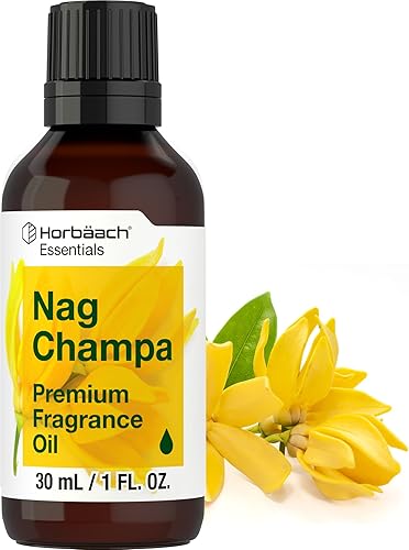 Aceite aromático Horbäach Nag Champa  1 fl oz (30ml)  Grado prémium  para difusores, velas y fabricación de jabón, proyectos DIY y más