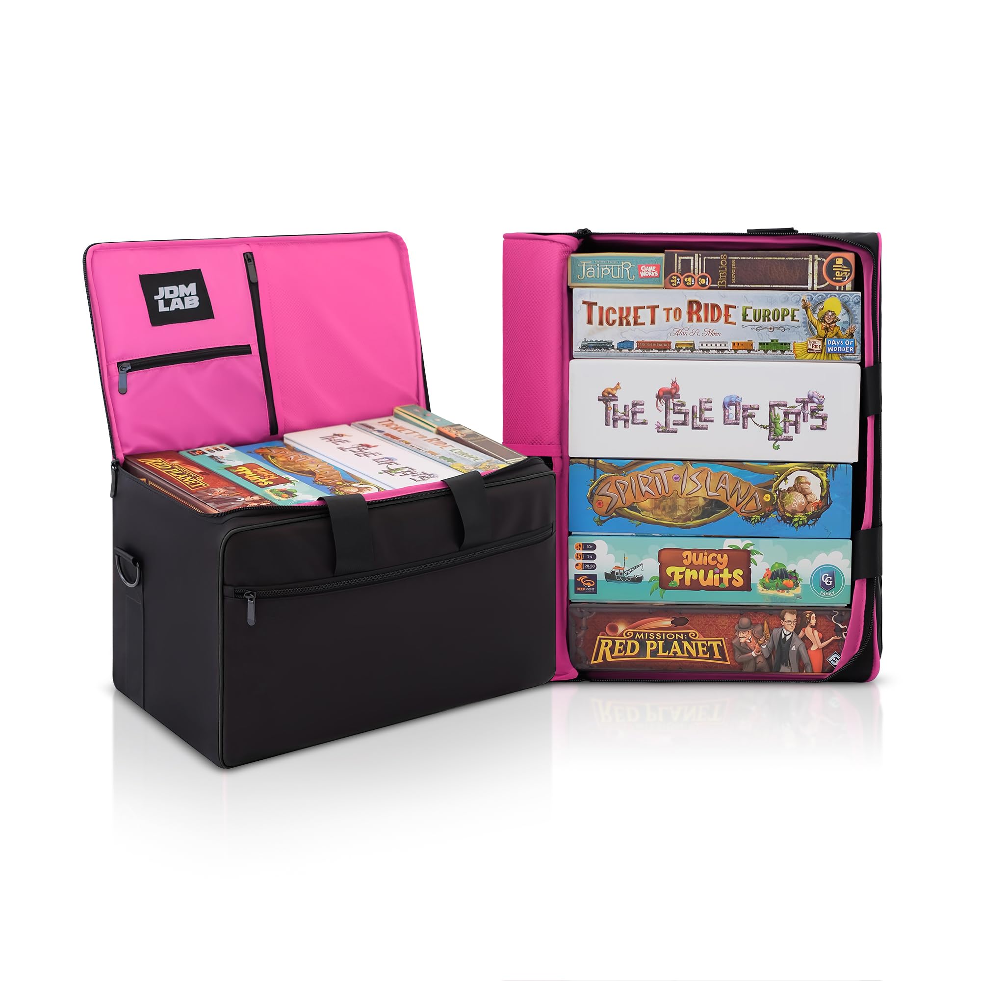 JDM LABJDM LAB Board Game Bag Carrier Duffel/Backpack - Padded Shoulder Strap, Multiple Zippered Pockets, Water-Resistant