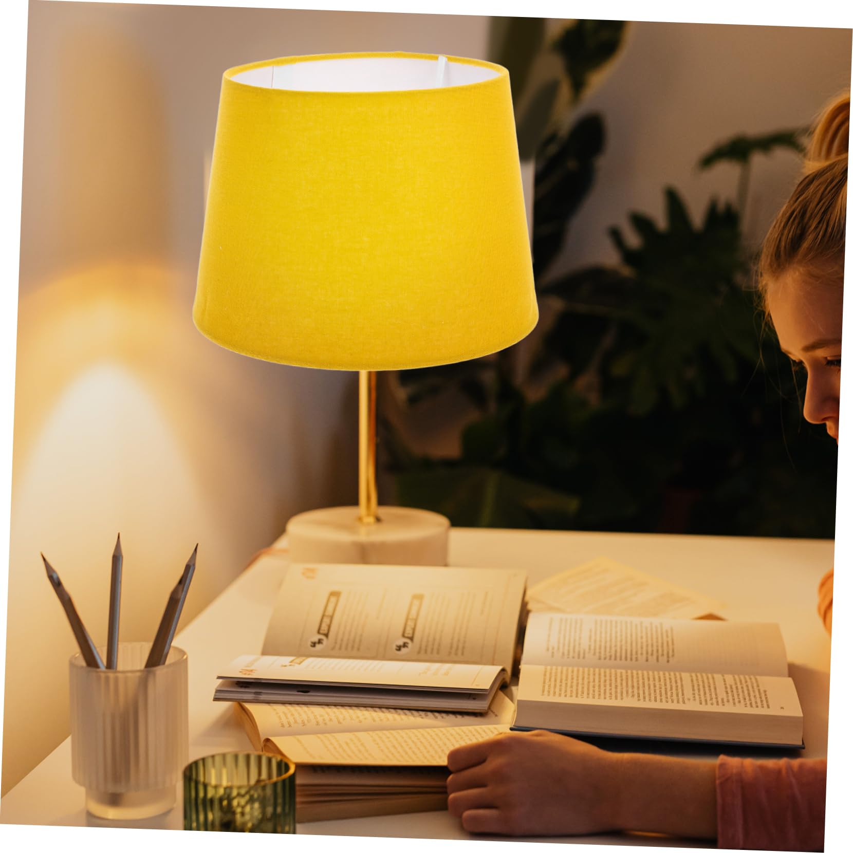 EXCEART Copri Lampada Giallo in Stoffa e Metallo, Facile da Installare, Design Semplice per Lampada da Tavolo o Applique in Camera da Letto