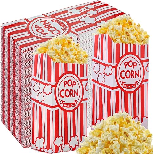 500 bolsas de papel para palomitas de maíz, bolsas pequeñas de esquina de 1 onza, porciones individuales para máquina de palomitas de maíz, fiesta