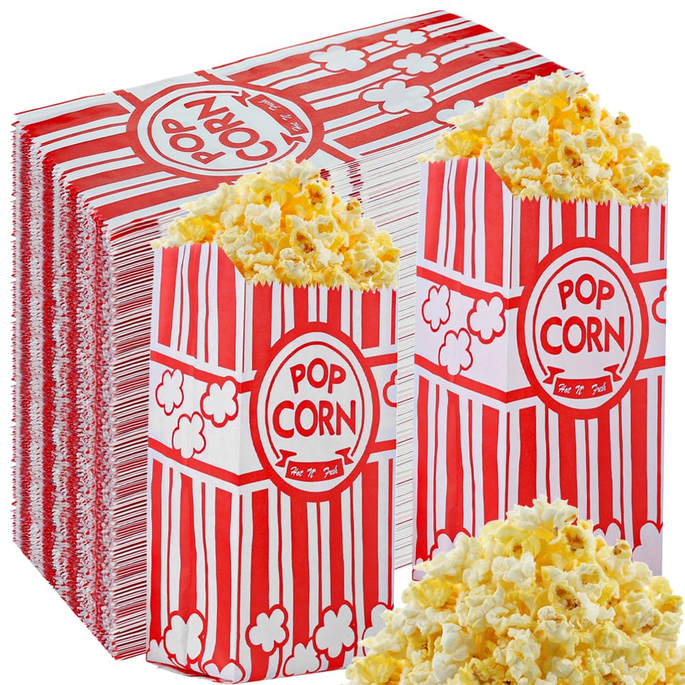 500 Stück Popcorntüten für Partys | Einweg-Papier-Popcornhüllen, klein, 28 g, ideal für Weihnachten