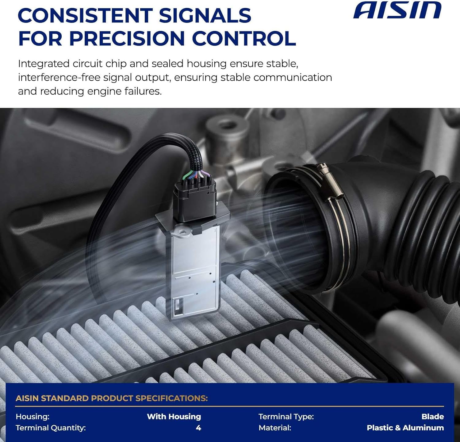 AISIN AFTERMARKET MAFFD-00066 Mass Air Flow (MAF) Sensor with Housing - Compatible with Ford Mustang 1994-1995, Crown Victoria 1993-1994, Mercury Grand Marquis 1992-1994, Lincoln Town Car 1993-1994