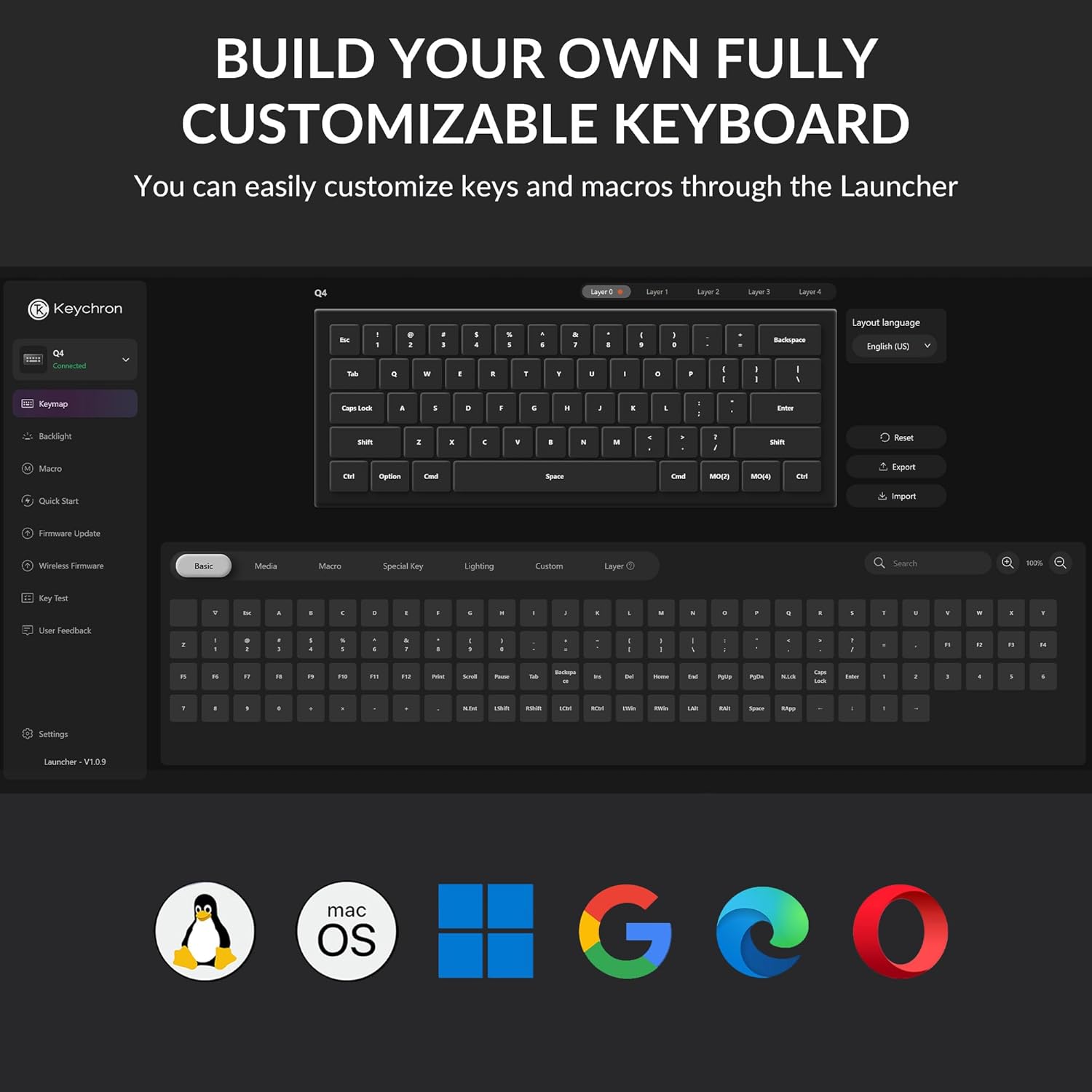 Keychron Q4 Wired Custom Mechanical Keyboard, 60% Layout QMK/VIA Programmable Macro with Hot-swappable Gateron G Pro Blue Switch Double Gasket Compatible with Mac Windows Linux (Gray)