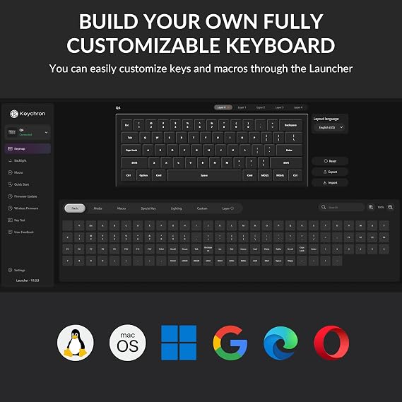 Keychron Q4 Wired Custom Mechanical Keyboard, 60% Layout QMK/VIA Programmable Macro with Hot-swappable Gateron G Pro Brown Switch Double Gasket Compatible with Mac Windows Linux - Grey
