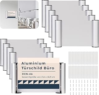 Türschild Büro A6 Aluminium und Klare Abdeckung Türschilder Selbstklebend 148mm x 105mm Klebeschild Büro Schild Stabile Namensschild für Zuhause Veranstaltung zum Anschrauben oder Ankleben (10, A6)