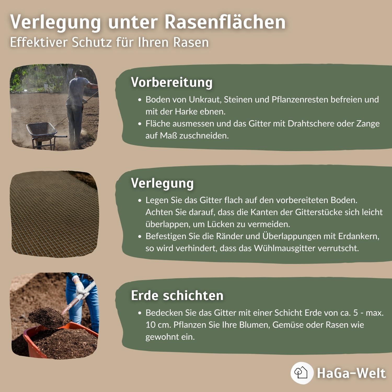 HaGa Wühlmausgitter aus Metall – 1m x 5m – Effektiver Schutz für Beete & Rasen | Umweltfreundliche Barriere gegen Wühlmaus | Robustes & Langlebiges Drahtgitter | auch als Hasendraht & Volierendraht