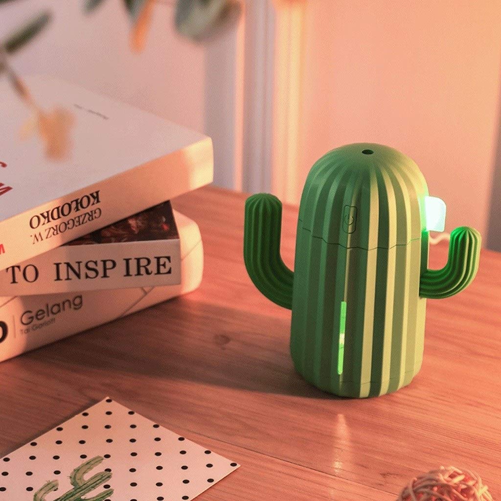 Mini umidificatore Camera Singola umidificatore con la luce di notte portatile Cactus umidificatore Adatto for lo yoga, Ufficio, SPA, Camera da letto, Mini Umidificatore(Pink)