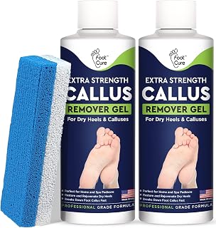Callus Remover for Feet with Extra Strength Gel & Foot Pumice Stone Set - Easy Way to Remove Hard Calluses & Dead Skin Build-Up - Professional At-Home Foot Care for Men & Women - Made in the USA