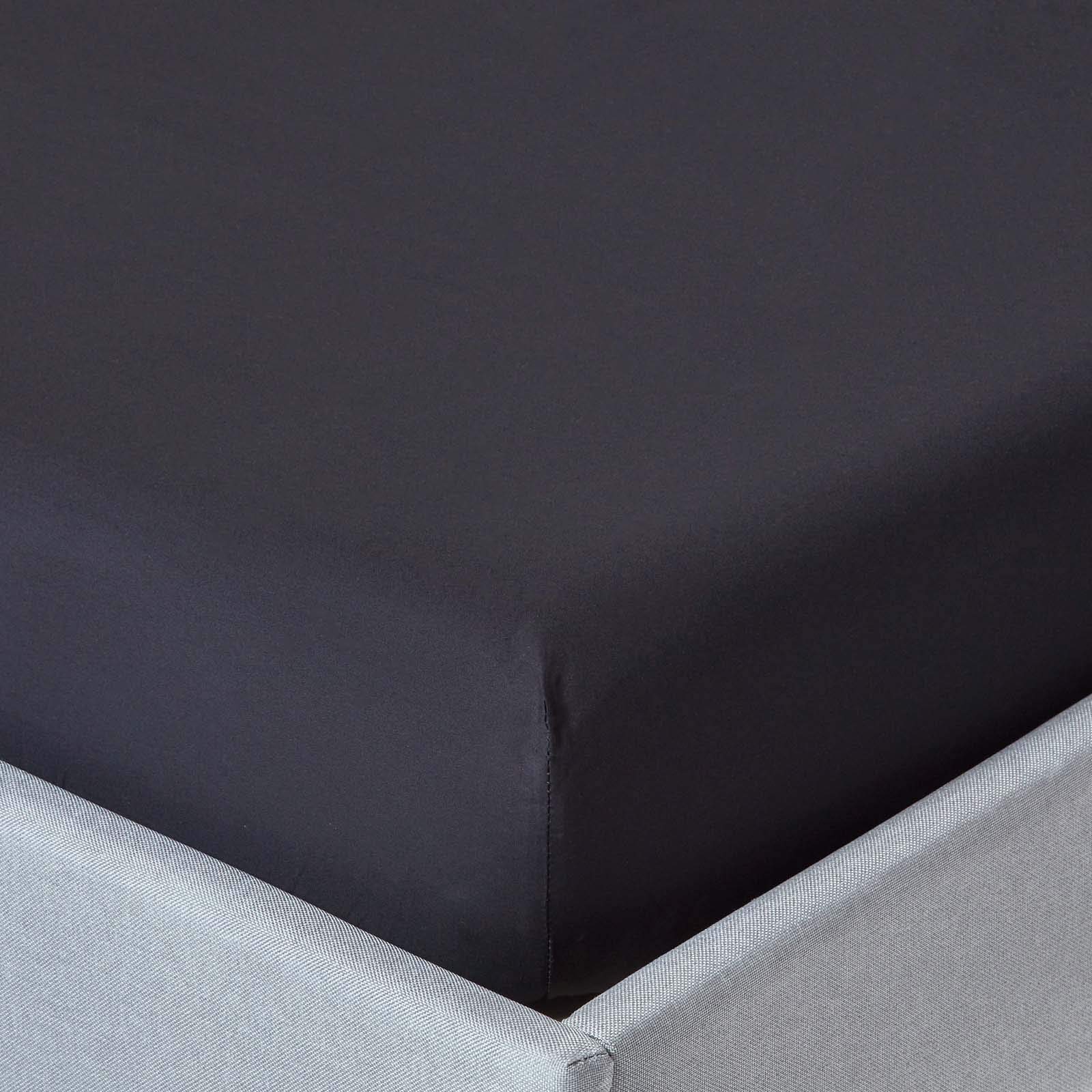 Homescapes Black Deep Fitted Sheet (12”) Double 200 Tc 400 Thread Count Equivalent Egyptian Cotton Bed Sheet With Fully Elasticated Skirt