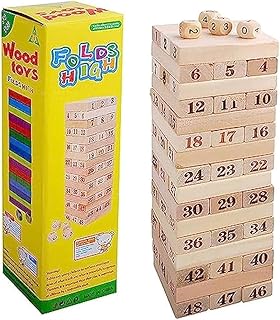 لعبة برج خشبي كبير مكونة من 48 قطعة، كلاسيكية