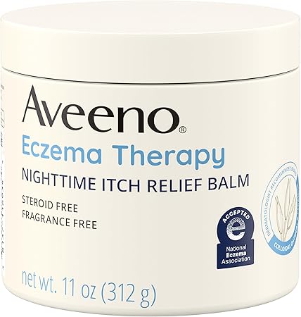 Aveeno Eczema Therapy Nighttime Itch Relief Balm, Eczema Cream for Body, Moisturizing Colloidal Oatmeal & Ceramide Formula, Fragrance Free, Soothing Dry Itchy Skin, 11 fl oz