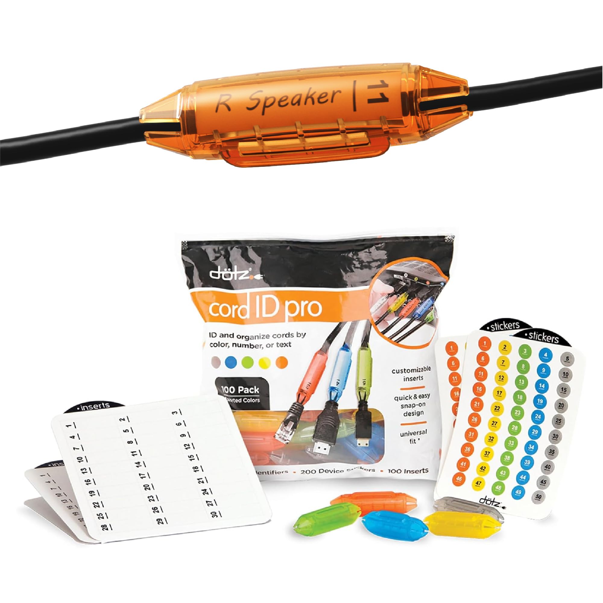 Cord ID Pro Cord & Cable Identification System - Efficient Cord Organizer Tags for Office, Commercial & Institutional Use- Easily Manage Network