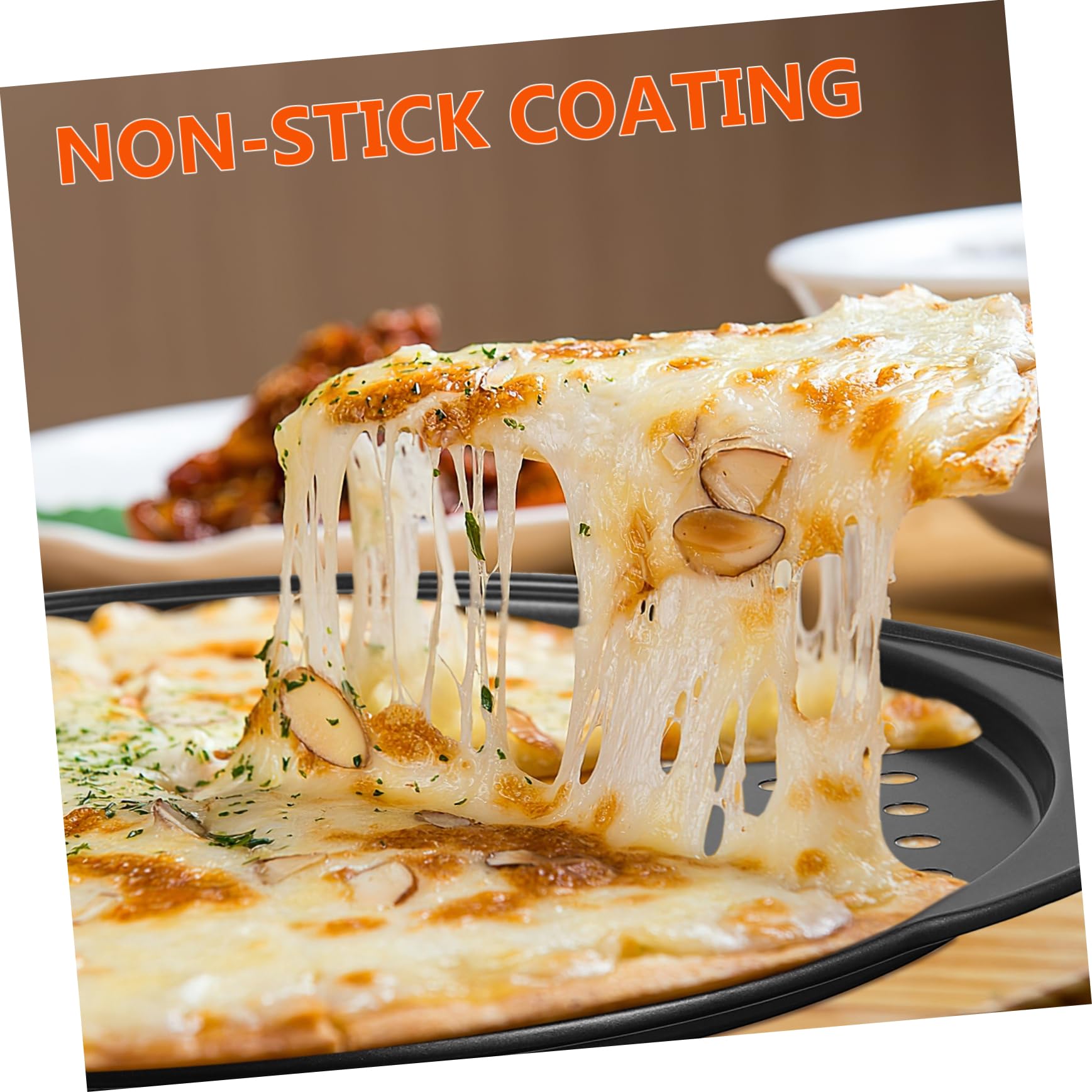 ULTECHNOVO Teglie per Pizza in Acciaio con Fori Antiaderenti 35,5X32 CM Set da 4 Pezzi per Forno Cottura Professionale