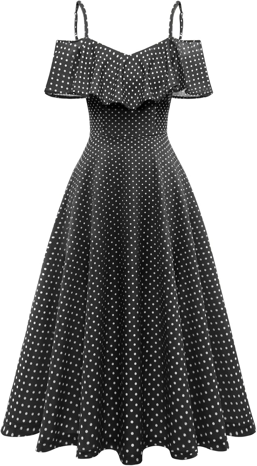 Bbonlinedress Womens Off The Shoulder Cocktail Dress, Formal Wedding Guest Prom Party Homecoming Graduation A-line Midi Dress