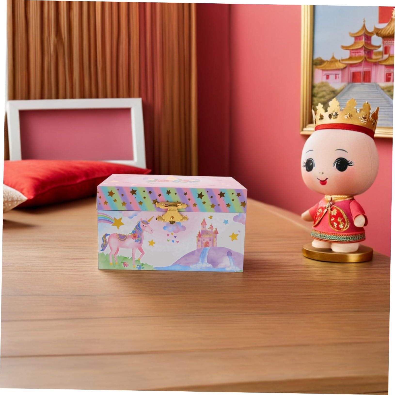 ibasenice Joyero Musical de Unicornio para Niña Caja de Música con Múltiples Compartimentos Cofre del Tesoro para Almacenamiento de Joyas Obsequio de Cumpleaños para Habitación de Niñas