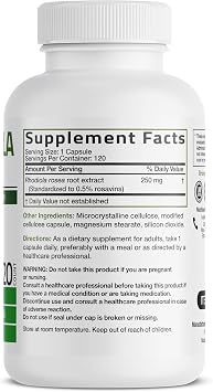 Bronson Rhodiola Rosea Vegetarian Capsules - Adaptogenic Herb - Brain, Stress & Mood Support - Non-GMO, 120 Count