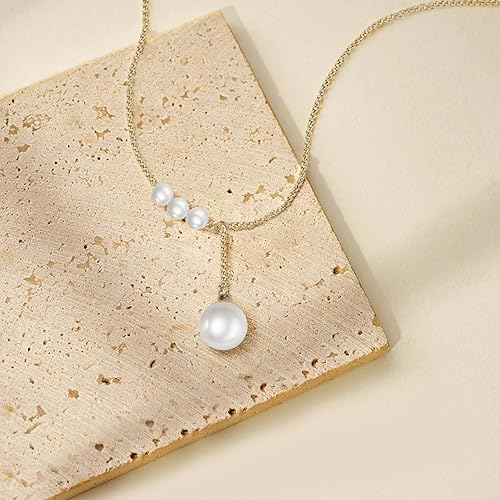 Miniatura 6 de Gold Lariat Necklace for Women, 14K Dainty Gold Necklace for Women, Cute Gold Necklaces for Day Length Wear, Handmade Pearl Necklace for Girls-An