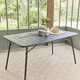 sweeek - Folding Metal Garden Table 6 Seater Anthracite Amelia 140 x 80 cm Anti-Rust Treatment Slats and Rounded Edges - 3