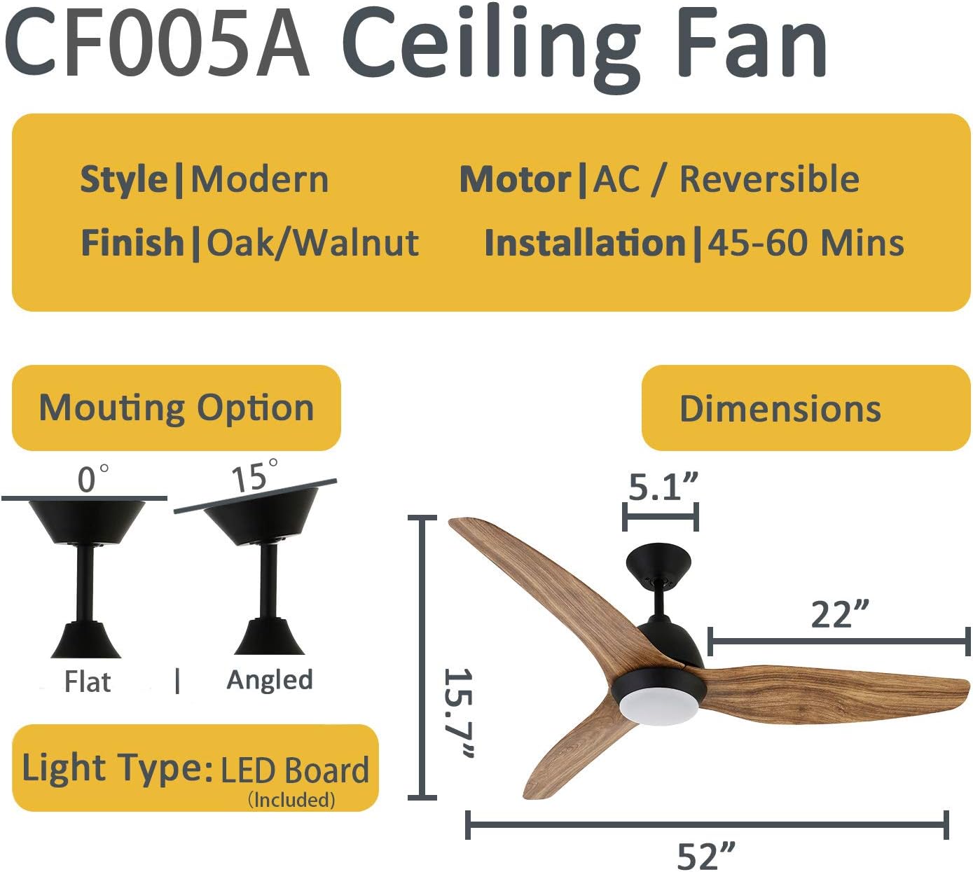 Top Rated Nocolliny Modern Ceiling Fan 52 with Light, Dimmable LED, Farmhouse Style Propeller 3-Blade with Reversible Motor, Remote Control Black Friday - 50% OFF Nocolliny Modern Ceiling Fan 52 with Light, Dimmable LED, Farmhouse Style Propeller 3-Blade with Reversible Motor, Remote Control