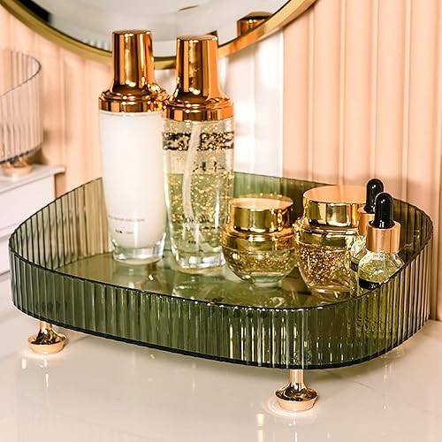 Miniatura 6 de ANFENGLOU Bandeja de tocador de baño verde de 11 pulgadas con gran capacidad organizador de perfumes organizador de cuidado de la piel para cómoda