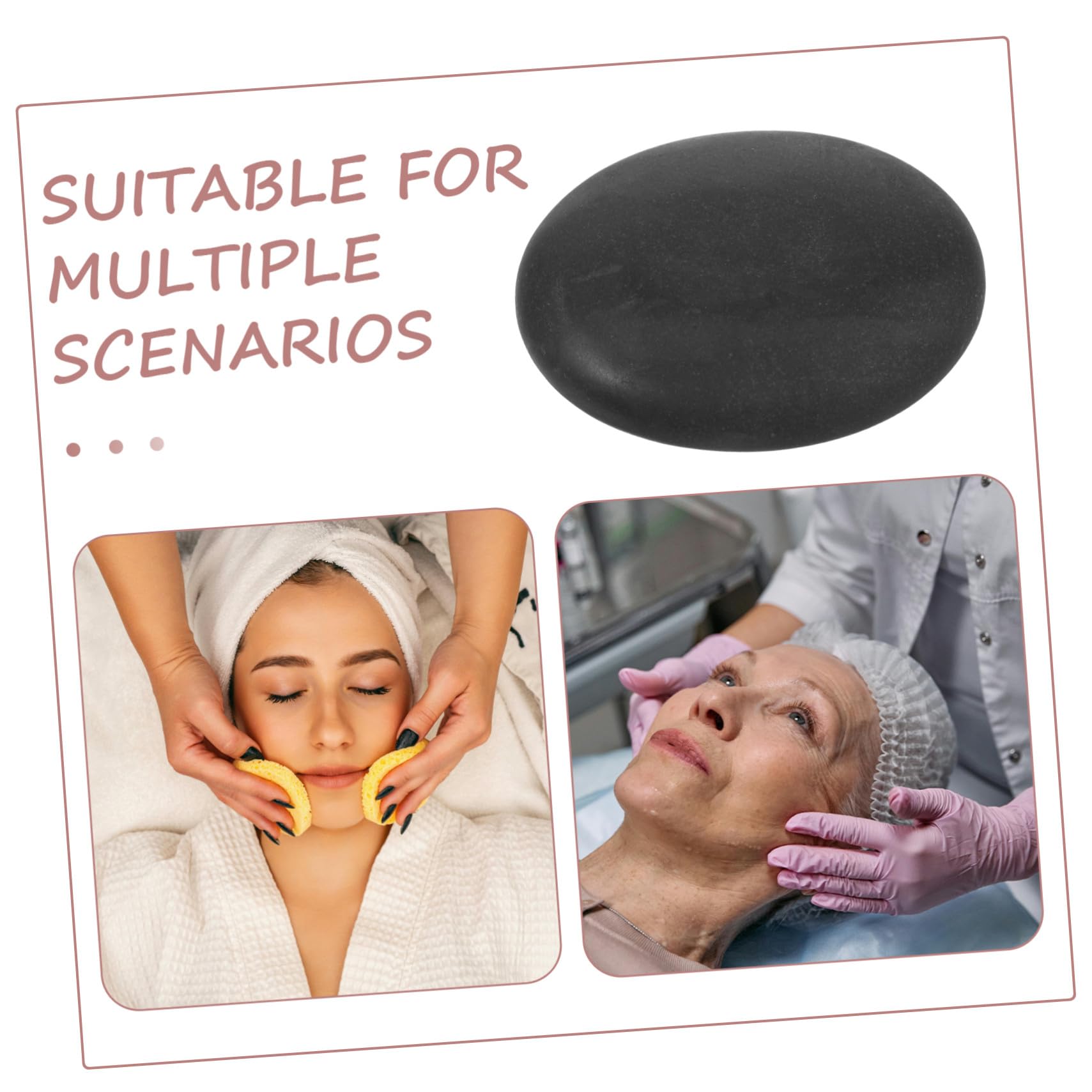 Piedras de Masaje Calientes 4 Piezas de Piedra Negra Curvada | Basalto Natural, 9x7cm, para Piel y Espalda, Uso en Spa Personal y Salón