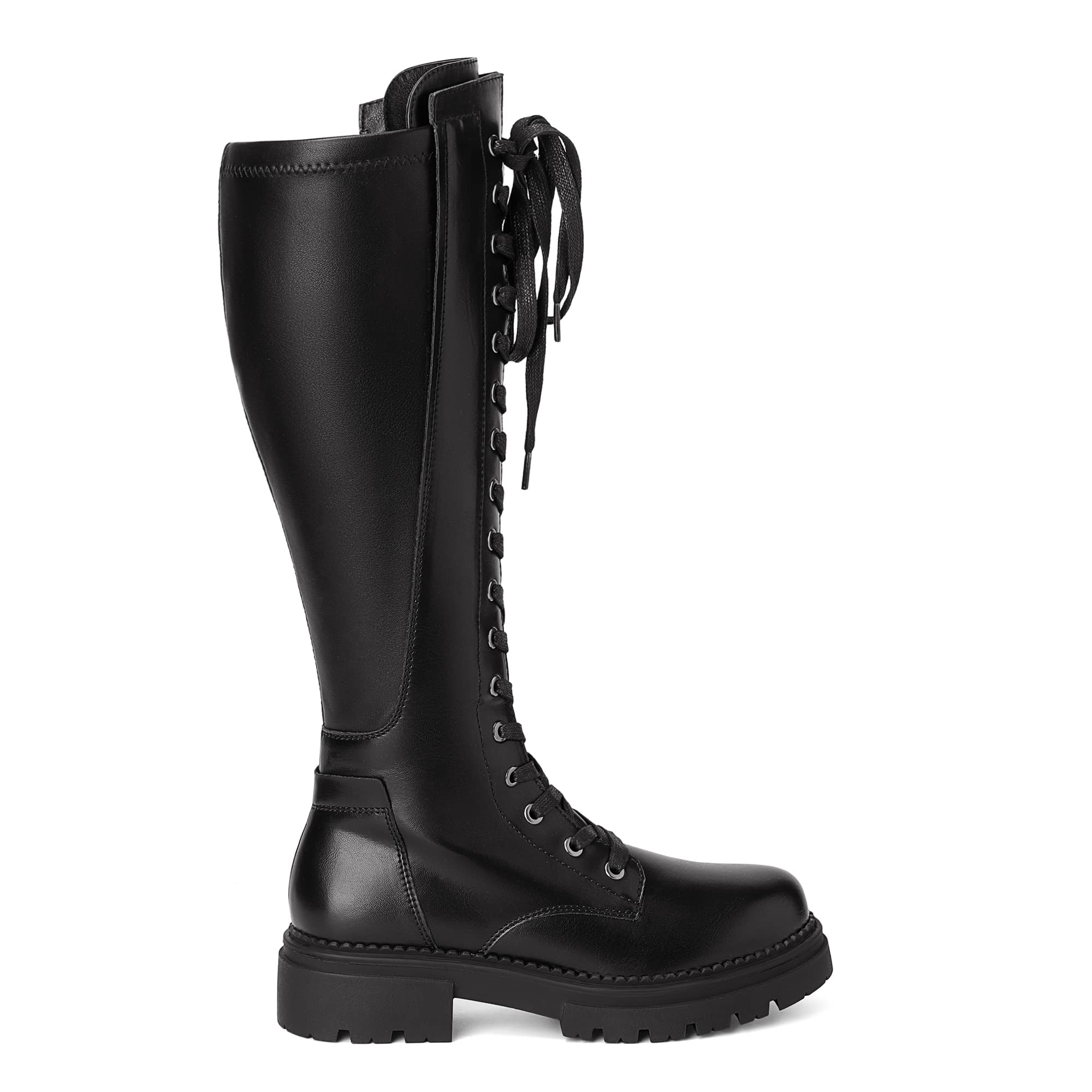 DREAM PAIRS Donna Stivali Alti al Ginocchio Stringate Scarpe Corte Caviglia Casual Boots