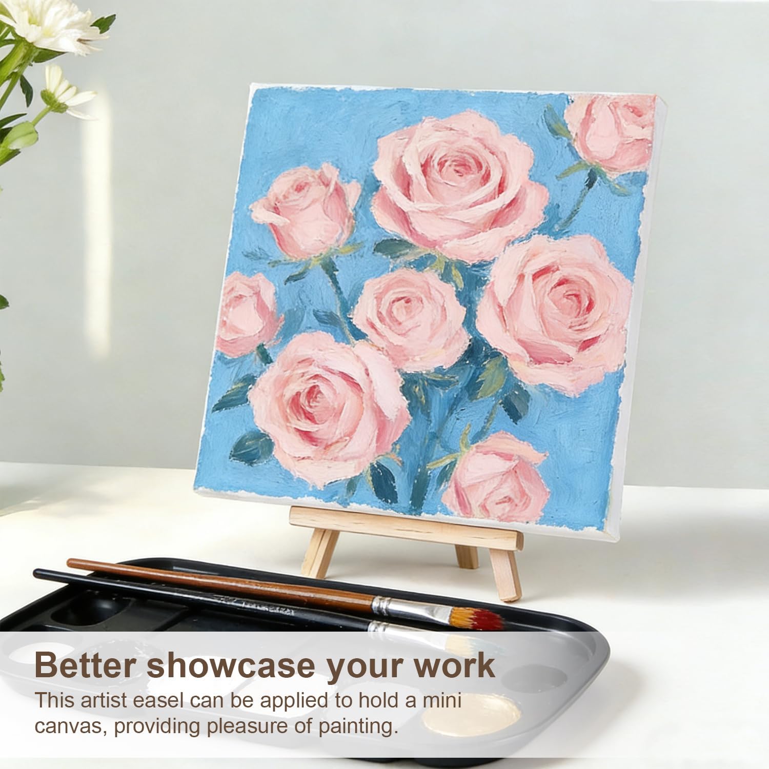 2 Pcs Mini Wooden Display Easels, Small Tabletop Easel Stands for Canvas, Photos, Art,Crafts,Weddings,Business Cards,and Signs,Natural Wood Triangle Easels for Decoration and Display (5.9"x3.1")