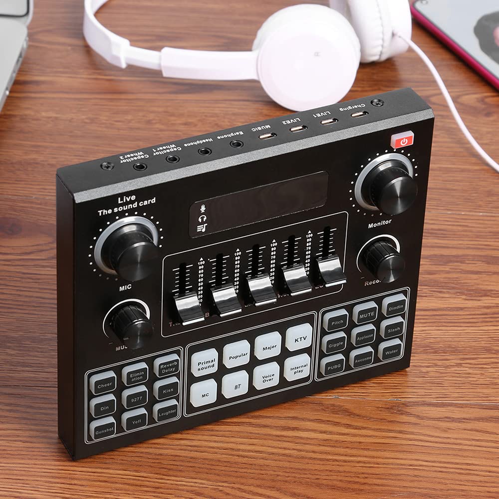 Scheda Mixer Audio Bluetooth Mini, Scheda Audio Live con Vari Effetti sonori, Scheda Audio Cambia Voce in Streaming Live per la Registrazione di Musica, Trasmissione di canti