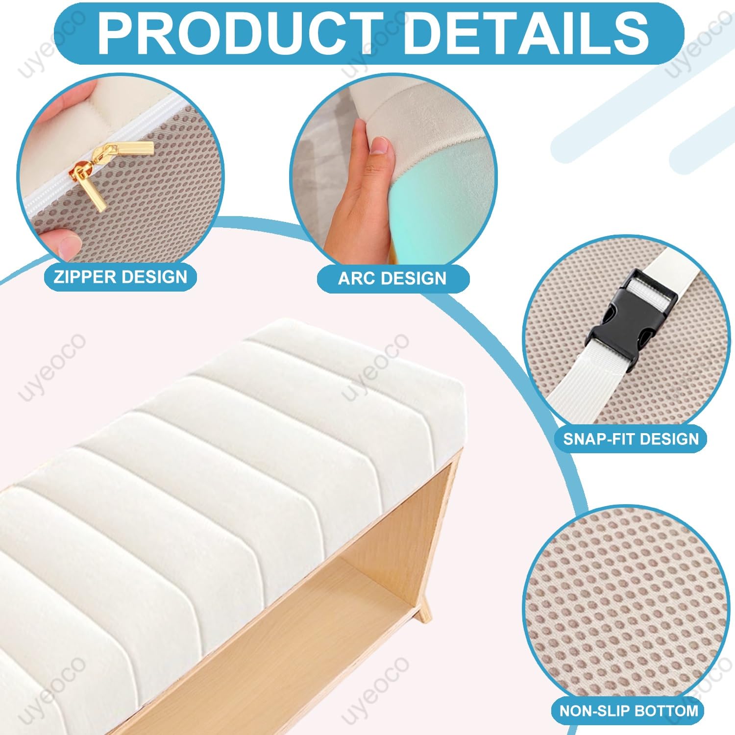 Cuscino per panca personalizzato, per interni/esterni, 130 x 40 x 5 cm, rimovibile, per divano, giardino, altalena, balcone, patio e pallet (grigio), perfetto per comfort e stile