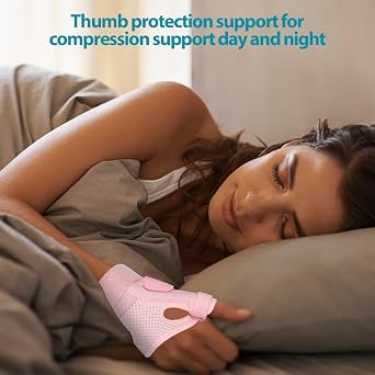 Thumb Support for Left or Right Hand Adjustable Thumb Splint for Arthritis Pain And Support Wrist and Thumb Brace for Arthritis, Tendonitis, Carpal Tunnel Pain Relief and Thumb Sprain (Pink)