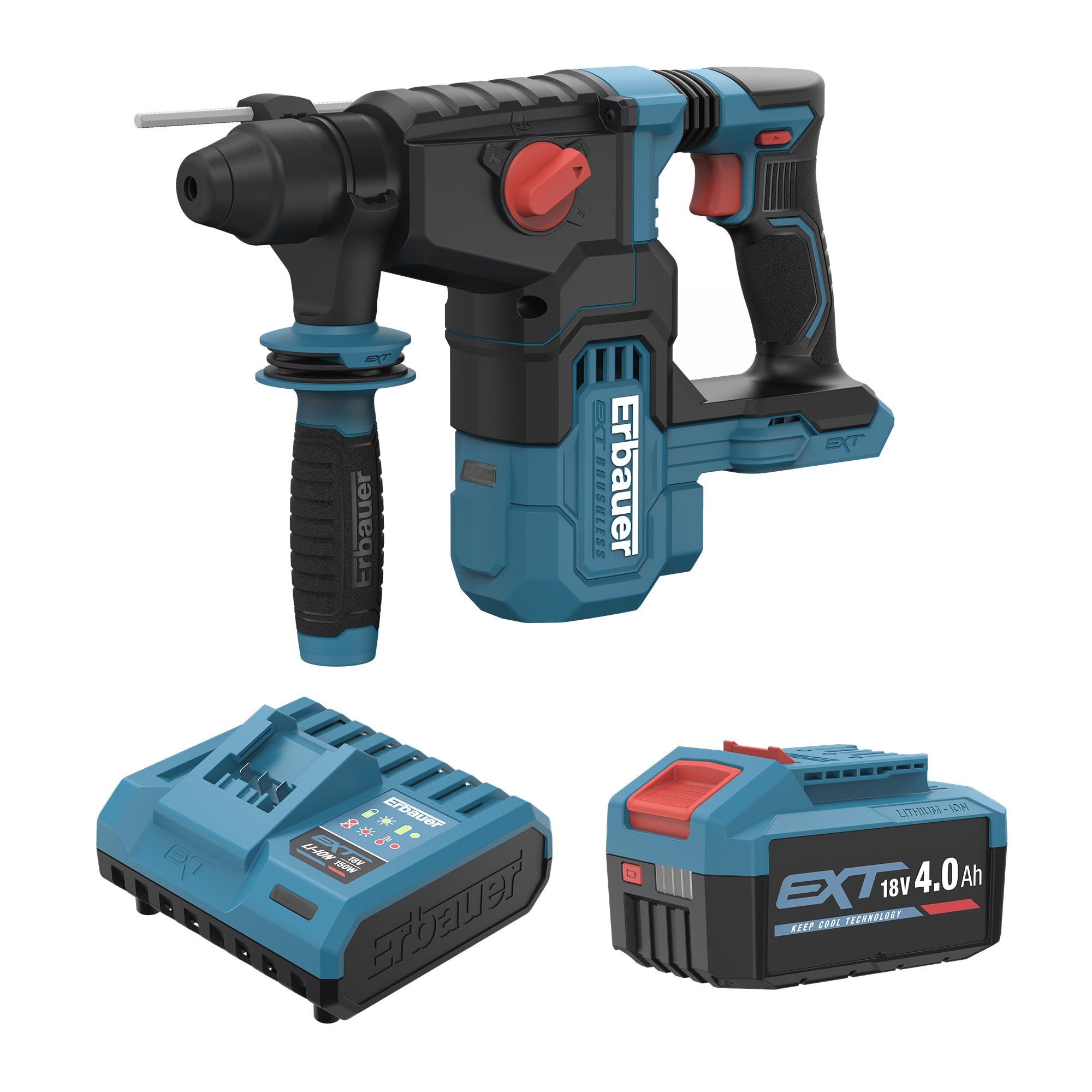 ERBAUER Perforateur SDS+ sans Fil ERI1078SDS, 18V, 4Ah, 3J, brushless