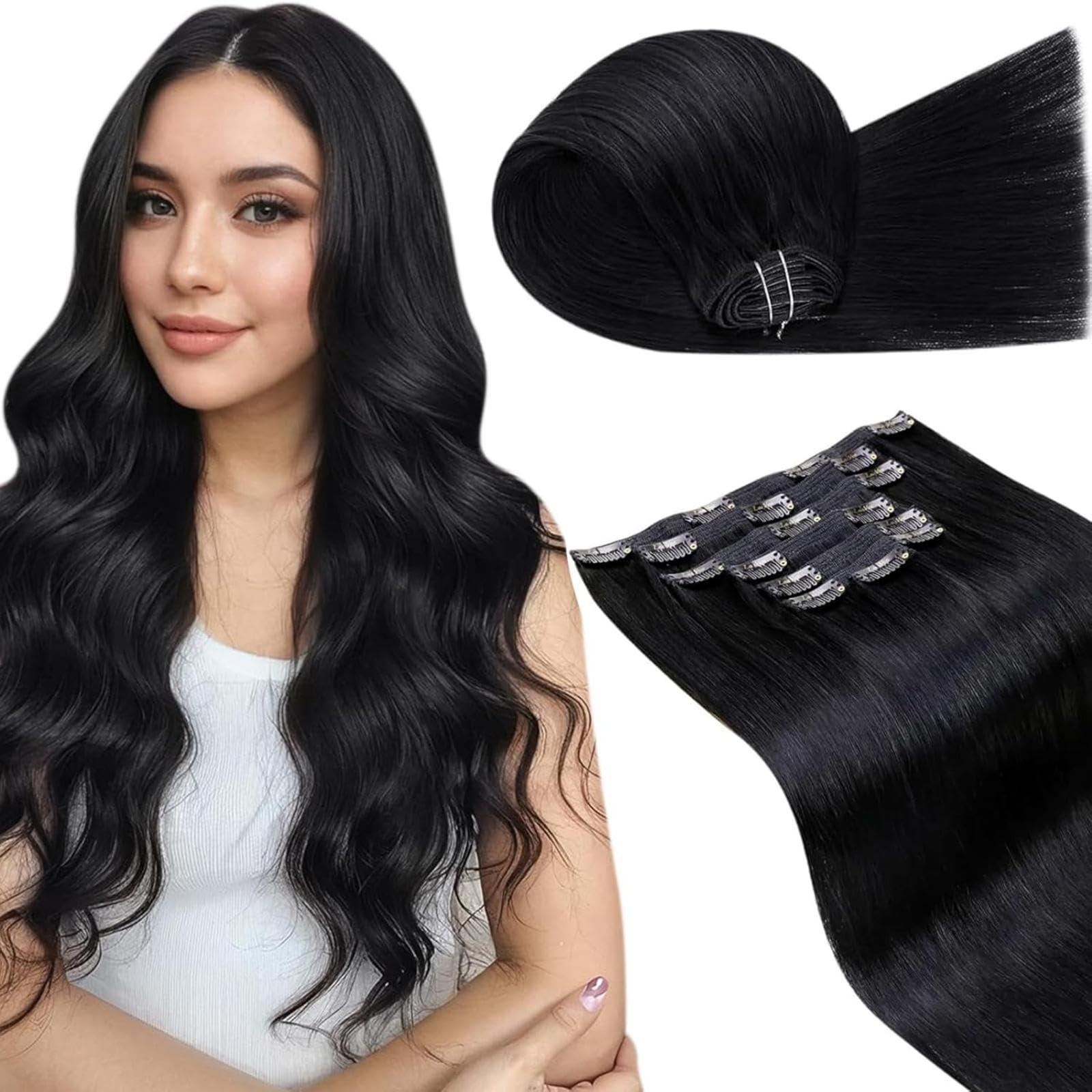 LaaVoo Extensions Echthaar Echt Haar Extension Clip Haarverlängerung Echthaar