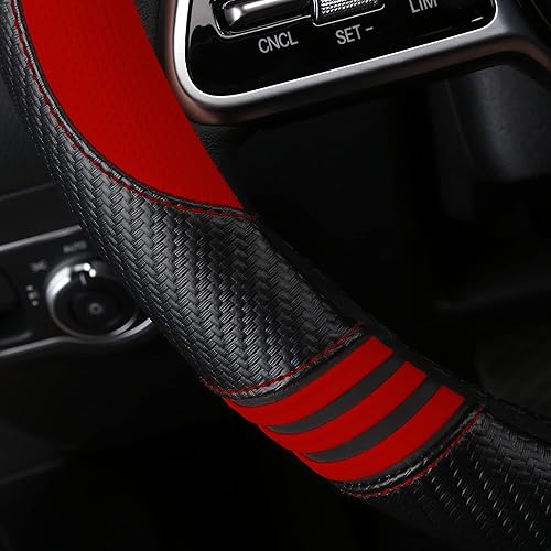 Miniatura 4 de Fundas acolchadas para volante de automóvil para mujer, de fibra de carbono, de piel sintética, accesorios interiores para vehículos, sedán,