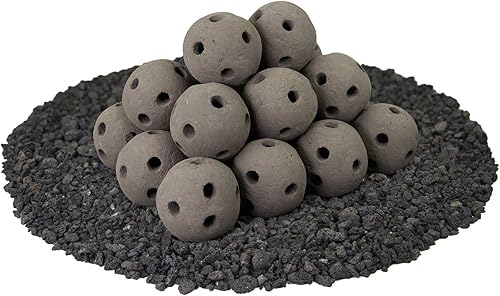 Bolas de fuego huecas de cerámica  Juego de 20  Accesorio moderno para hogueras o chimeneas de interiores y exteriores  Aspecto de hormigón